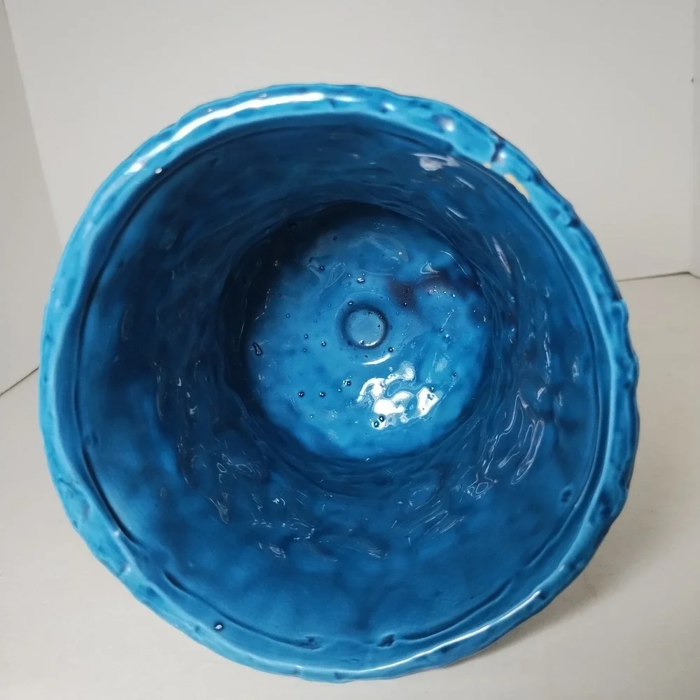Inarco Blue Vase Textured Goblet Shape Planter Vintage 8x5.5 Japan E-2461